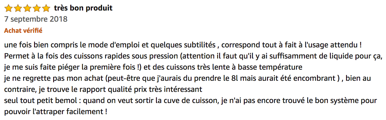 commentaire Instant Pot IP-DUO60